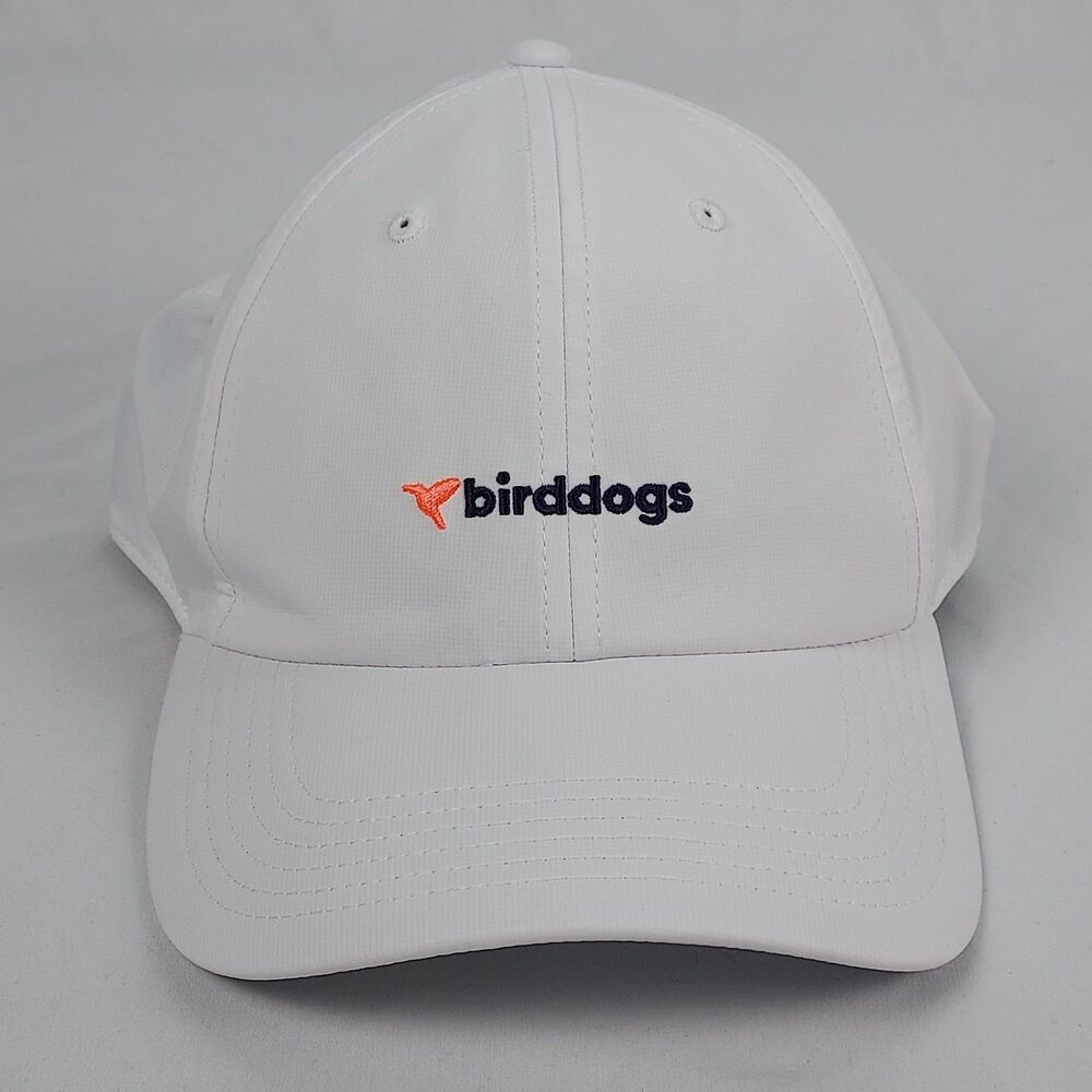 Birddogs Baseball Cap White Poly Spandex Stretch Fit Athletic Hat